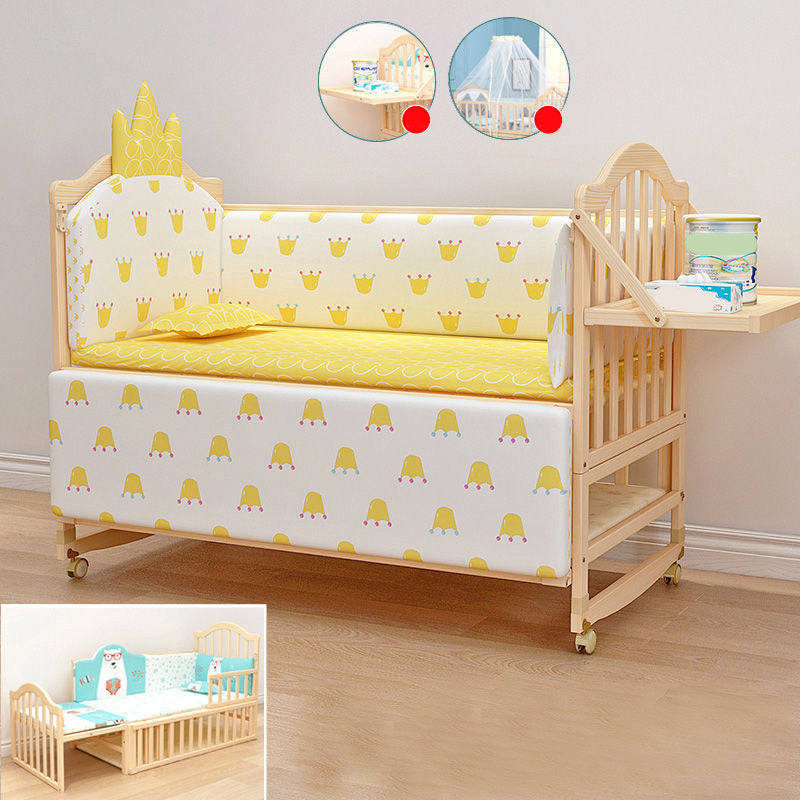 3-in-1 Convertible Crib in Natural Modern Solid Wood Nursery Bed