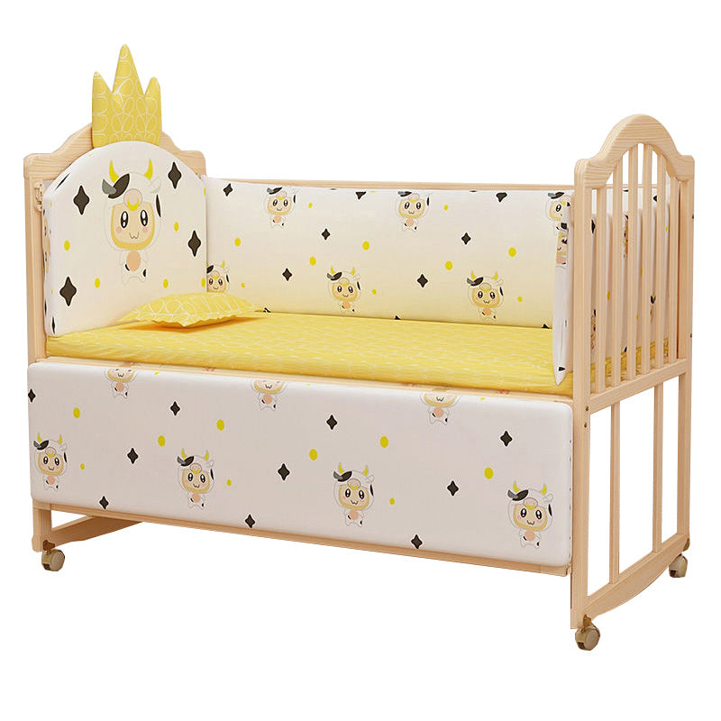 3-in-1 Convertible Crib in Natural Modern Solid Wood Nursery Bed