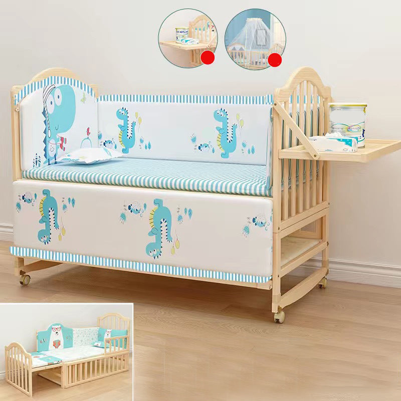 3-in-1 Convertible Crib in Natural Modern Solid Wood Nursery Bed