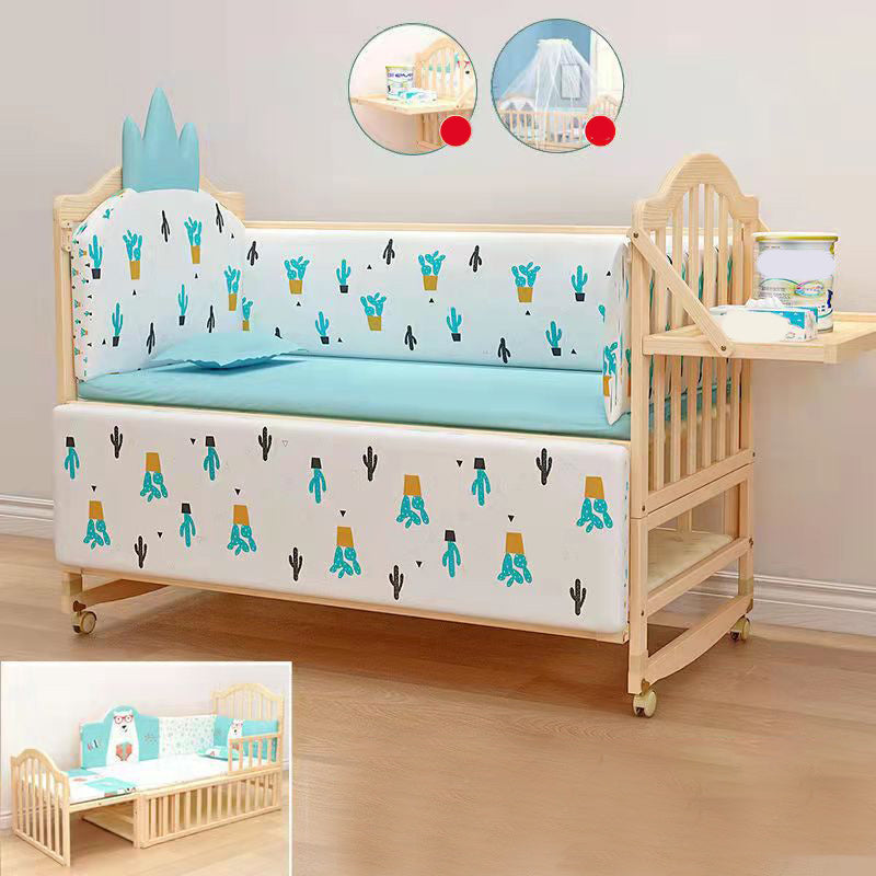 3-in-1 Convertible Crib in Natural Modern Solid Wood Nursery Bed