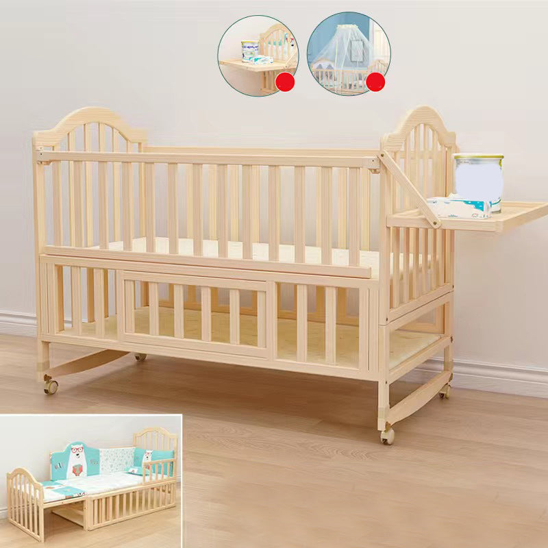 3-in-1 Convertible Crib in Natural Modern Solid Wood Nursery Bed