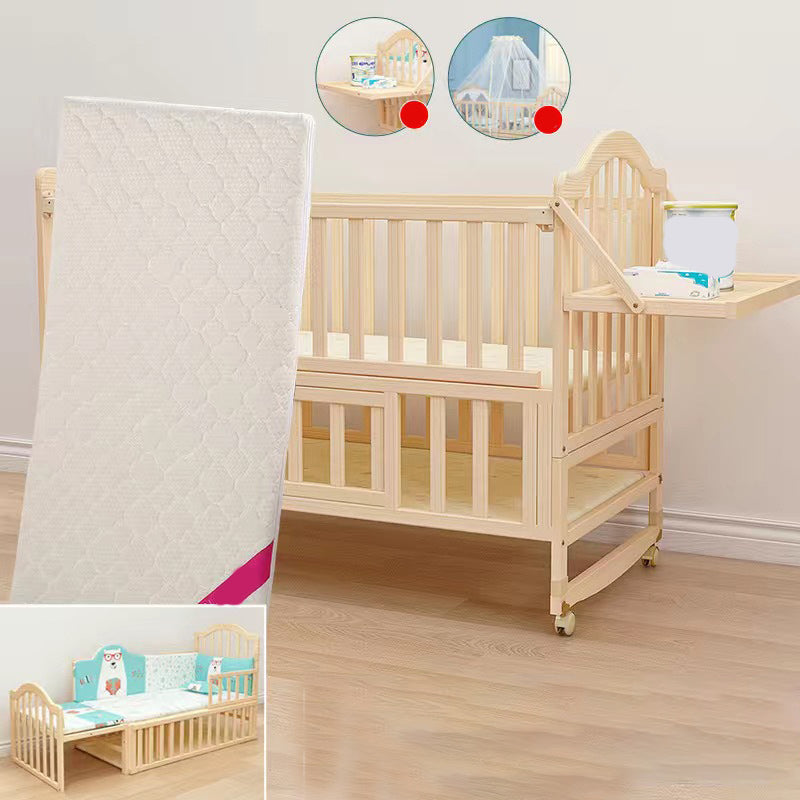 3-in-1 Convertible Crib in Natural Modern Solid Wood Nursery Bed