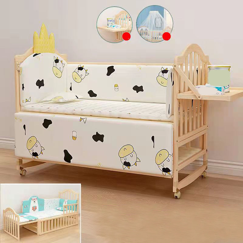 3-in-1 Convertible Crib in Natural Modern Solid Wood Nursery Bed