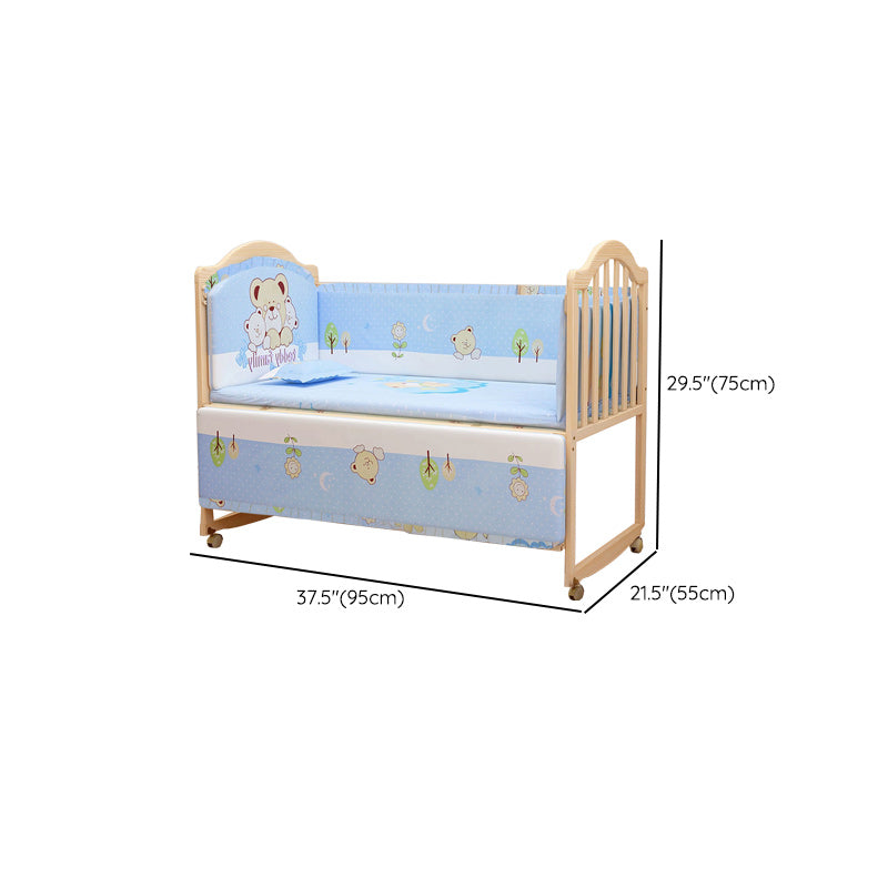 3-in-1 Convertible Crib in Natural Modern Solid Wood Nursery Bed