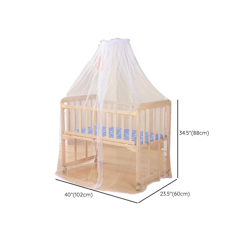 3-in-1 Convertible Crib in Natural Modern Solid Wood Nursery Bed