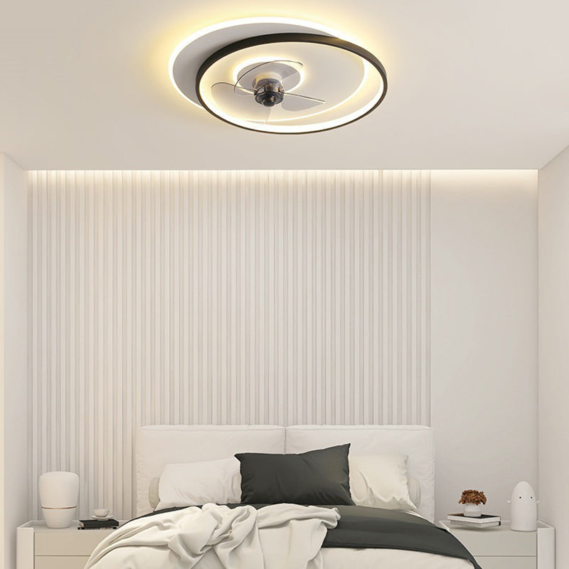 3-Blade Contemporary Ceiling Fan White/Black Fan with Light for Living Room