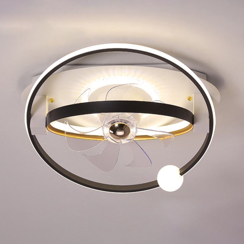 Metal Round Shape Ceiling Fan Modern Style 4 Lights Ceiling Fans Fixtures