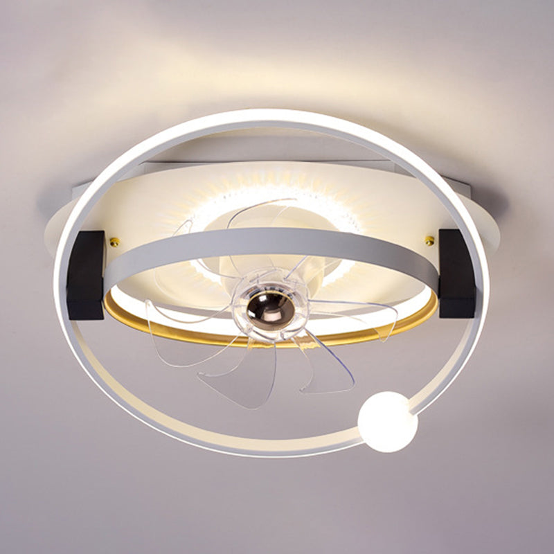 Metal Round Shape Ceiling Fan Modern Style 4 Lights Ceiling Fans Fixtures