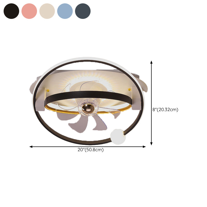 Metal Round Shape Ceiling Fan Modern Style 4 Lights Ceiling Fans Fixtures