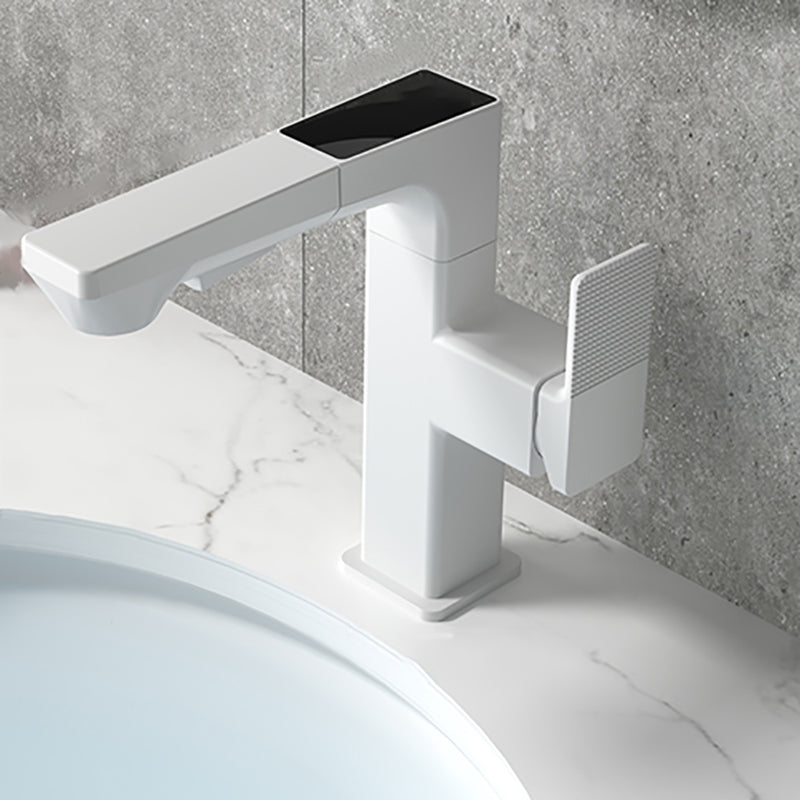 Modern Lever Handles Sink Faucet With Digital Display Square Brass Bathroom Sink Faucet