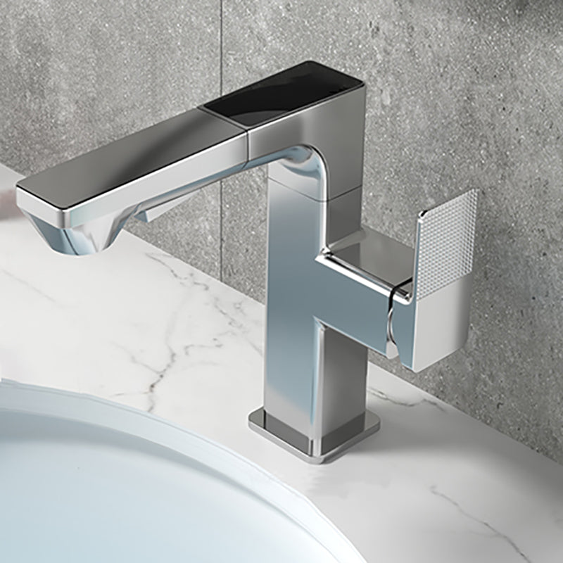 Modern Lever Handles Sink Faucet With Digital Display Square Brass Bathroom Sink Faucet