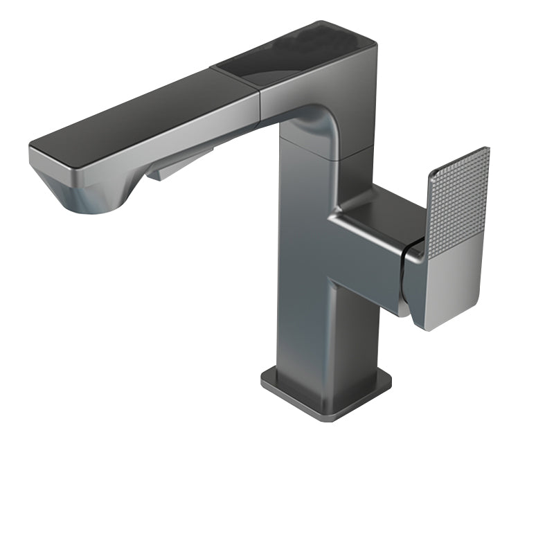 Modern Lever Handles Sink Faucet With Digital Display Square Brass Bathroom Sink Faucet