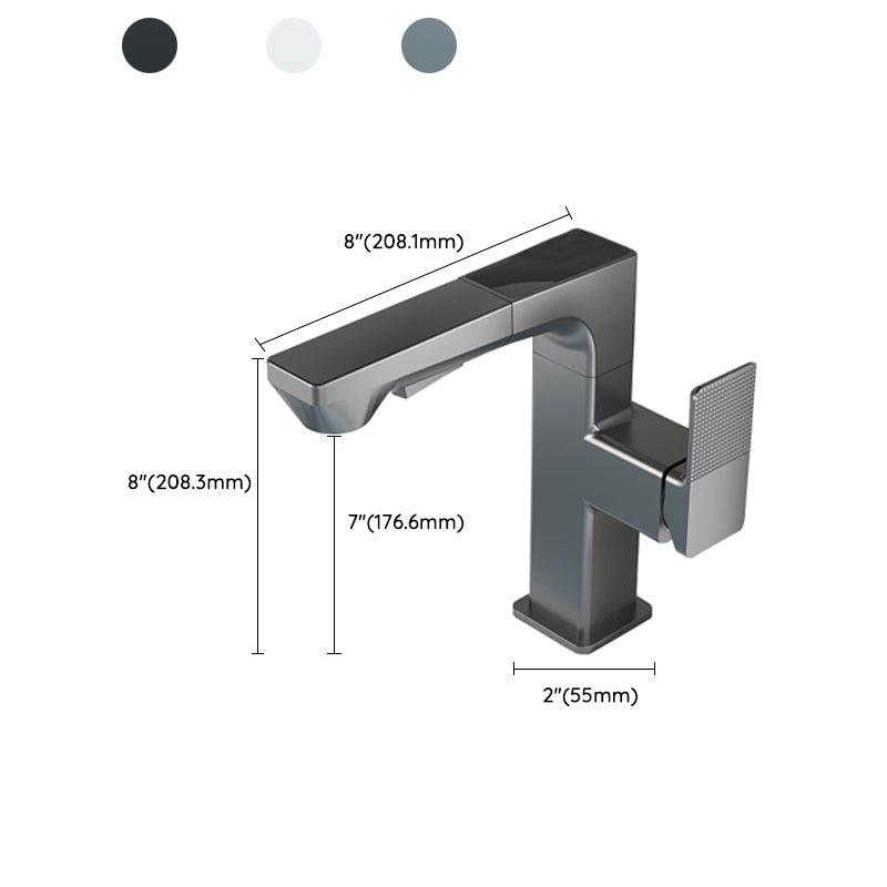 Modern Lever Handles Sink Faucet With Digital Display Square Brass Bathroom Sink Faucet