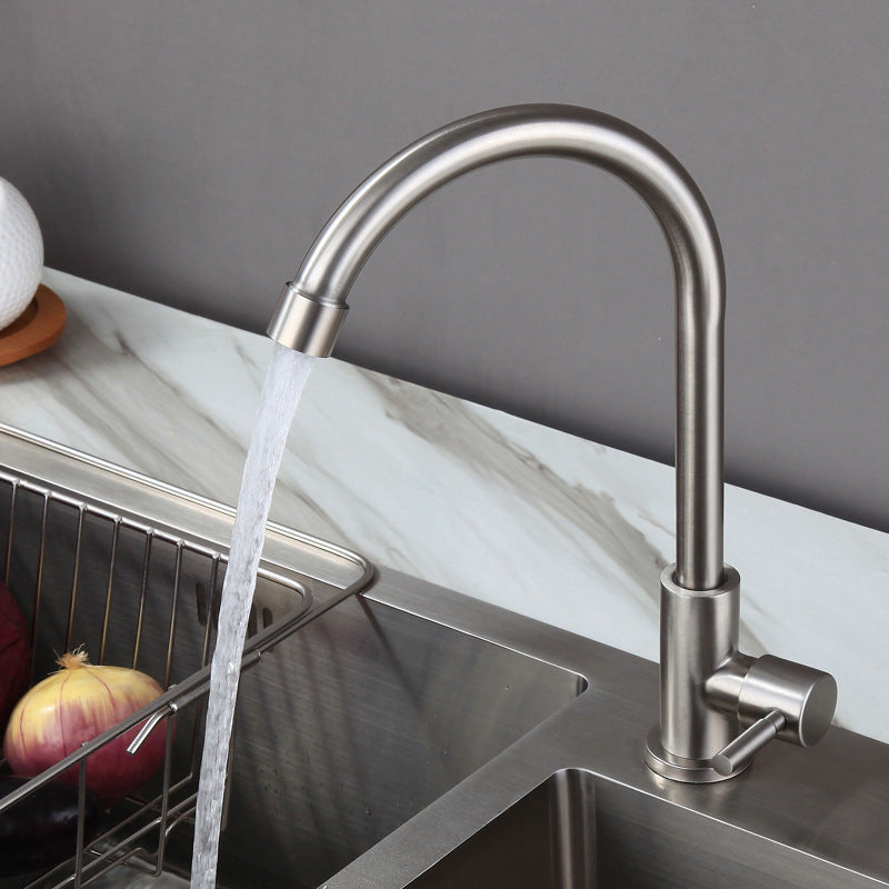 Kitchen Faucet Rod Handle Stainless Cold Controlled Kitchen Faucet