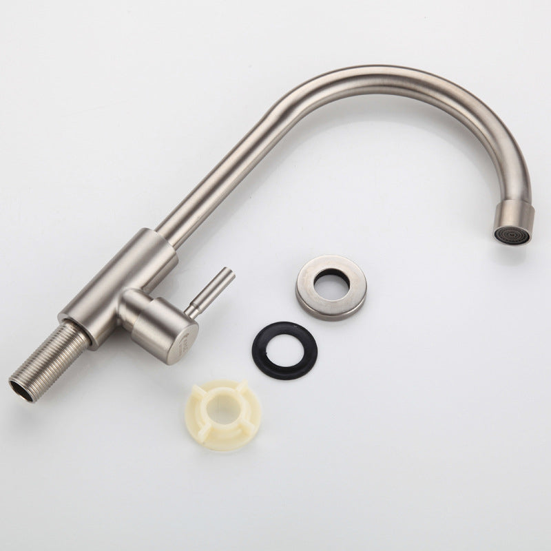 Kitchen Faucet Rod Handle Stainless Cold Controlled Kitchen Faucet