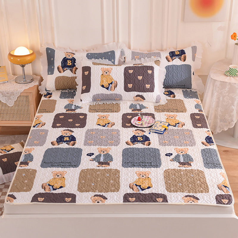 Quilted Bed Sheet Cotton Cartoon Decoration Soft Breathable Bed Sheet Set