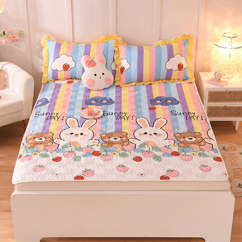 Quilted Bed Sheet Cotton Cartoon Decoration Soft Breathable Bed Sheet Set