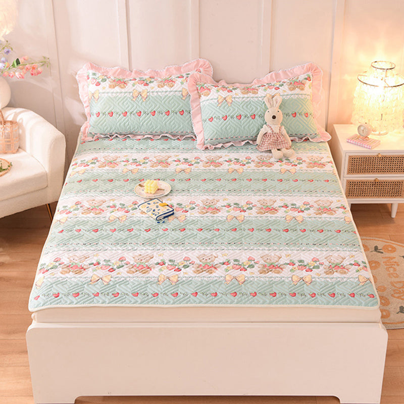 Quilted Bed Sheet Cotton Cartoon Decoration Soft Breathable Bed Sheet Set