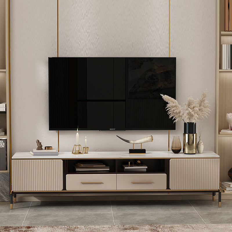 Glam TV Stand Console Stone Media Console TV Stand with 2 Drawers