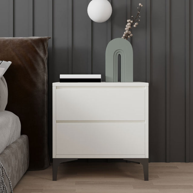 Contemporary Accent Table Nightstand Storage Night Table with 2 Drawers for Home