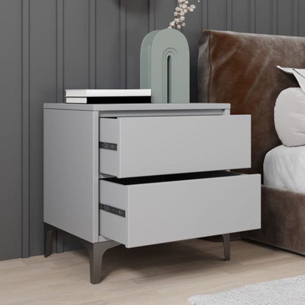 Contemporary Accent Table Nightstand Storage Night Table with 2 Drawers for Home