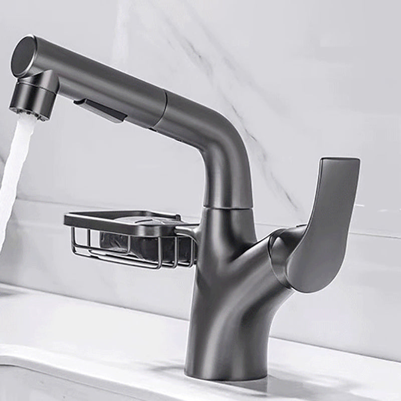 Lever Handles Sink Faucet Circular Swivel Spout Brass Bathroom Sink Faucet