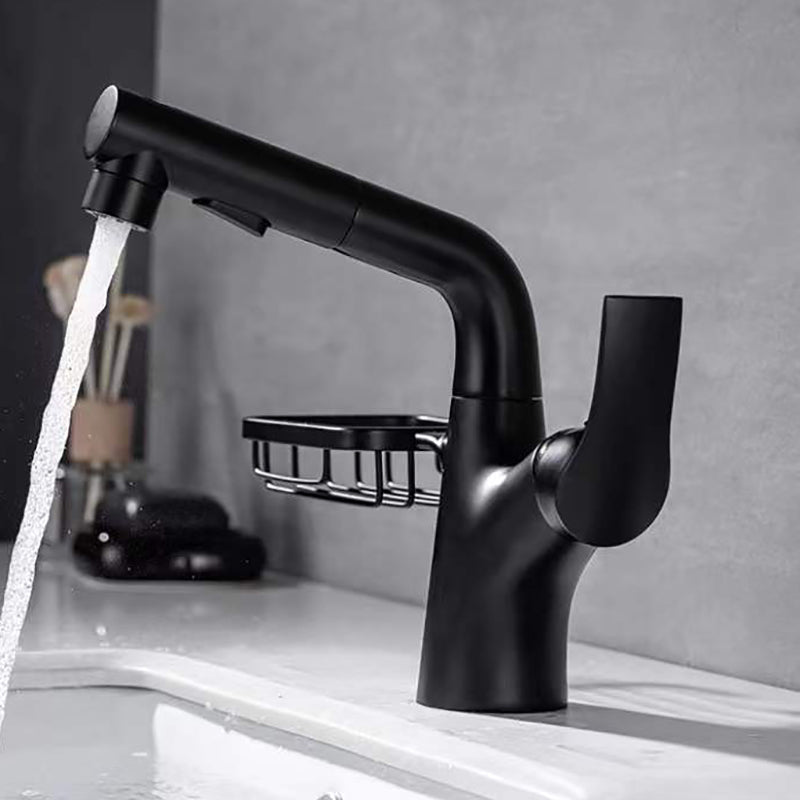 Lever Handles Sink Faucet Circular Swivel Spout Brass Bathroom Sink Faucet