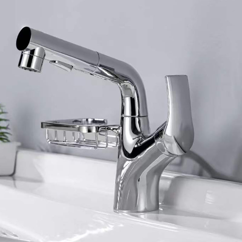 Lever Handles Sink Faucet Circular Swivel Spout Brass Bathroom Sink Faucet