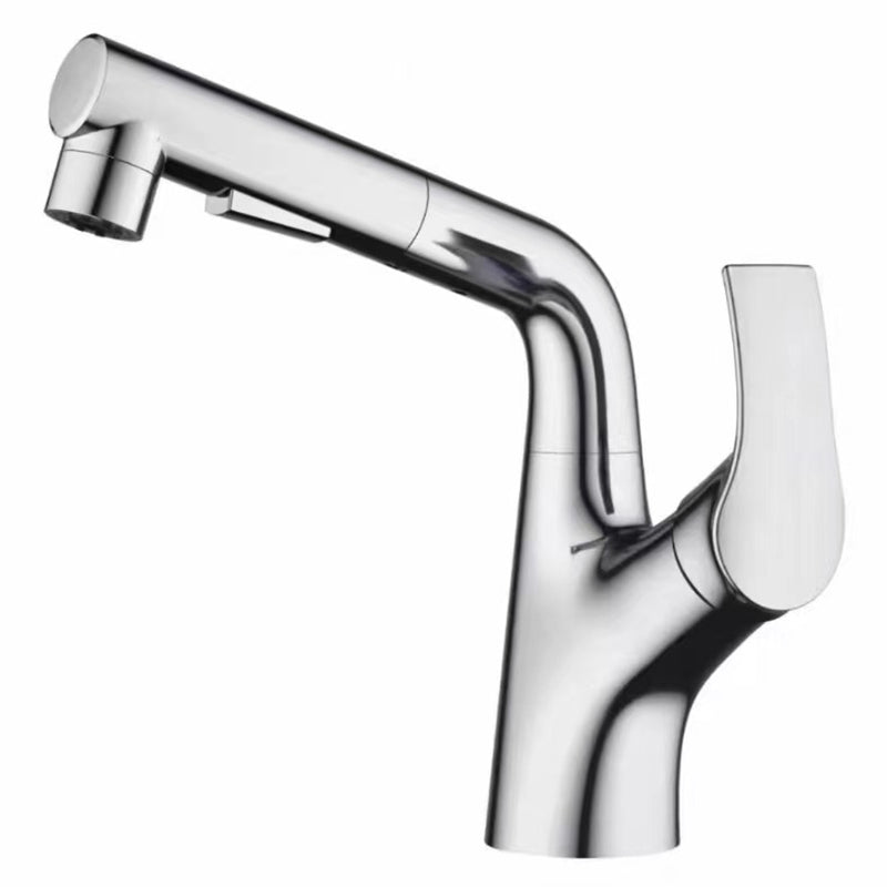 Lever Handles Sink Faucet Circular Swivel Spout Brass Bathroom Sink Faucet