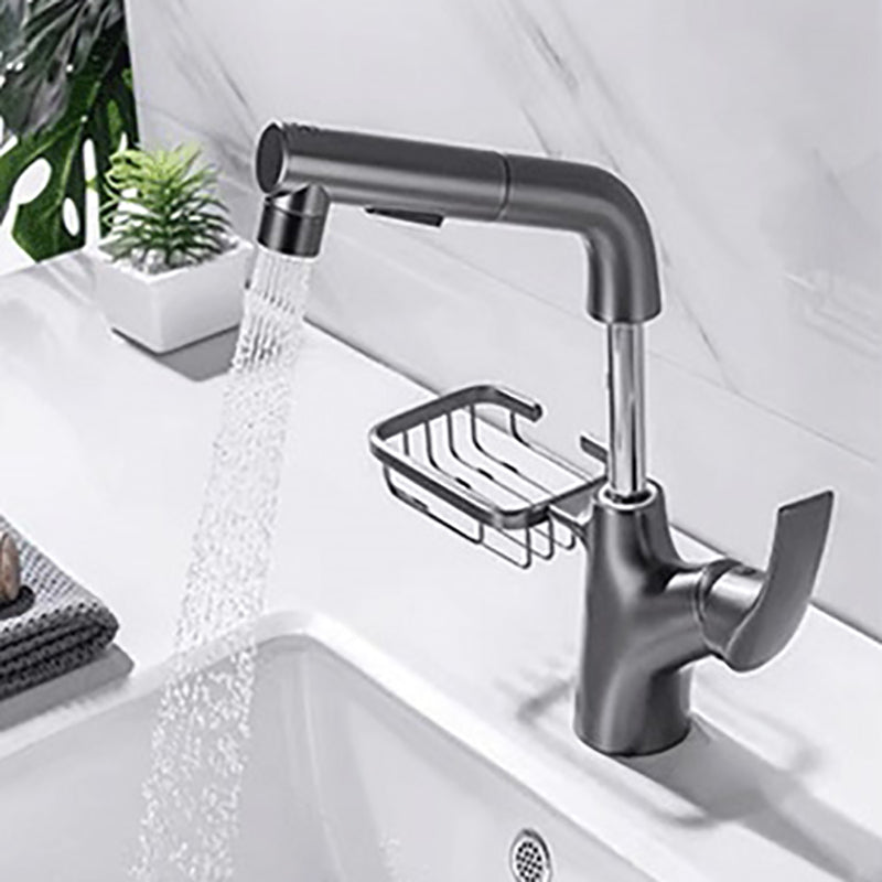 Lever Handles Sink Faucet Circular Swivel Spout Brass Bathroom Sink Faucet