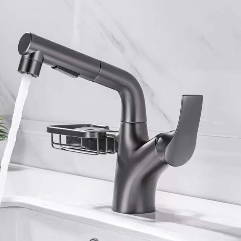 Lever Handles Sink Faucet Circular Swivel Spout Brass Bathroom Sink Faucet