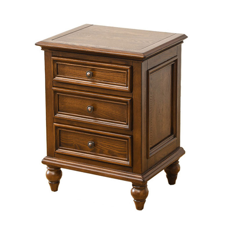 Traditional Night Table Storage Bed Nightstand with 3 Drawers for Home