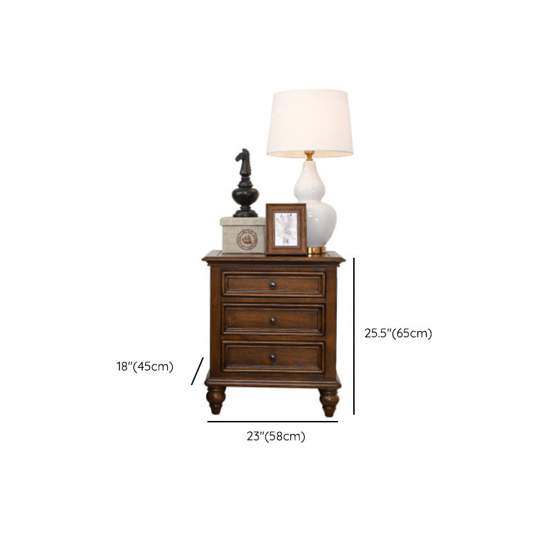 Traditional Night Table Storage Bed Nightstand with 3 Drawers for Home