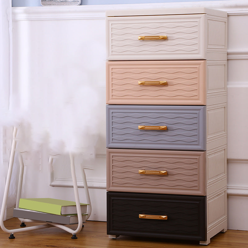 Scandinavian Kids Dresser Set Plastic Vertical Kids Furniture with Drawers for Bedroom