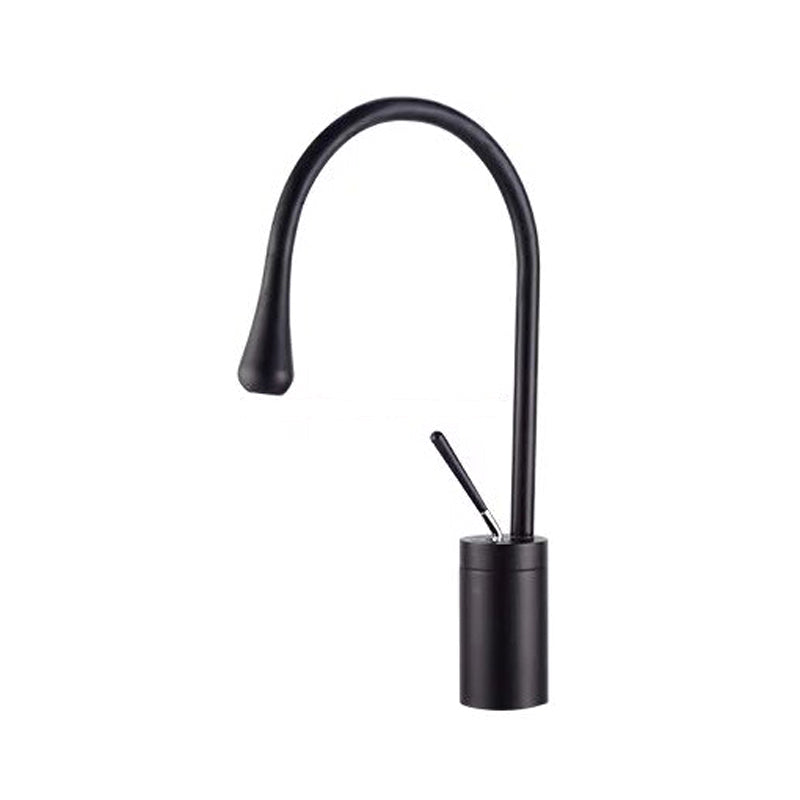 Modern Lever Handles Sink Faucet Gooseneck Circular Brass Bathroom Sink Faucet