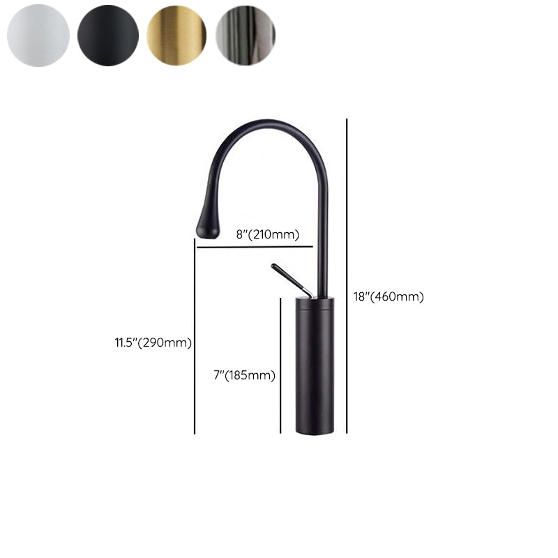 Modern Lever Handles Sink Faucet Gooseneck Circular Brass Bathroom Sink Faucet