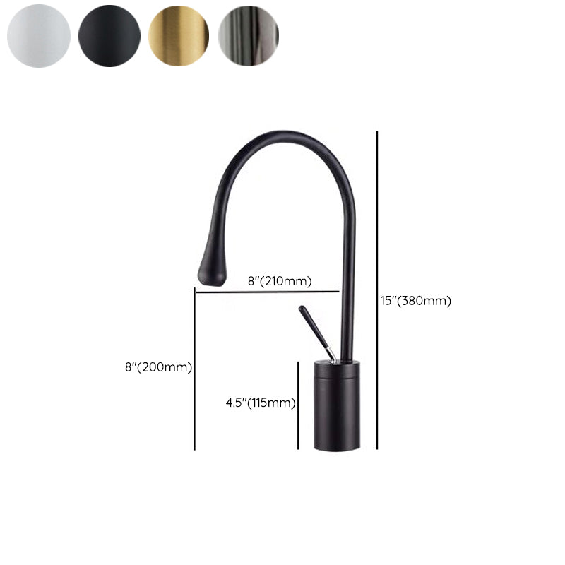 Modern Lever Handles Sink Faucet Gooseneck Circular Brass Bathroom Sink Faucet