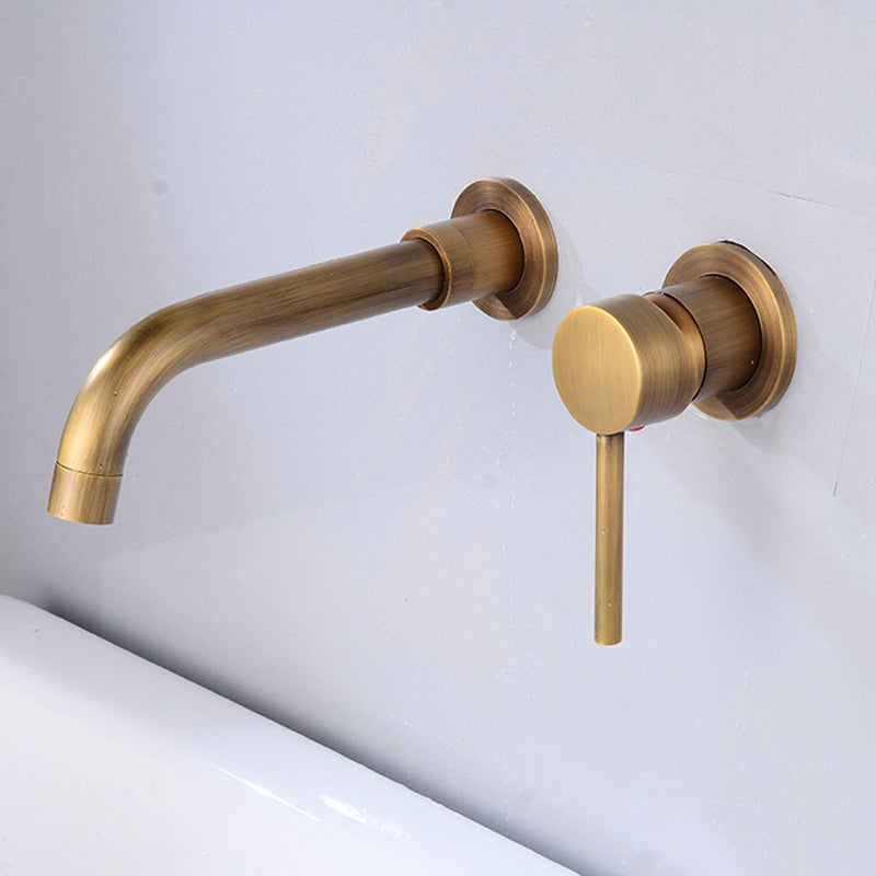 Lever Handles Wall Mounted Bathroom Faucet High-Arc Lavatory Faucet