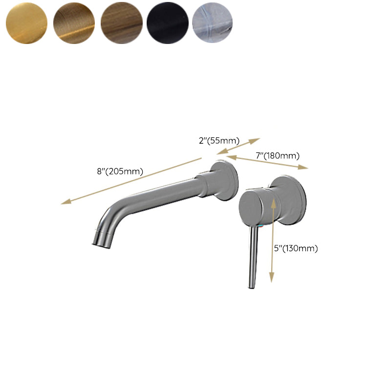 Lever Handles Wall Mounted Bathroom Faucet High-Arc Lavatory Faucet