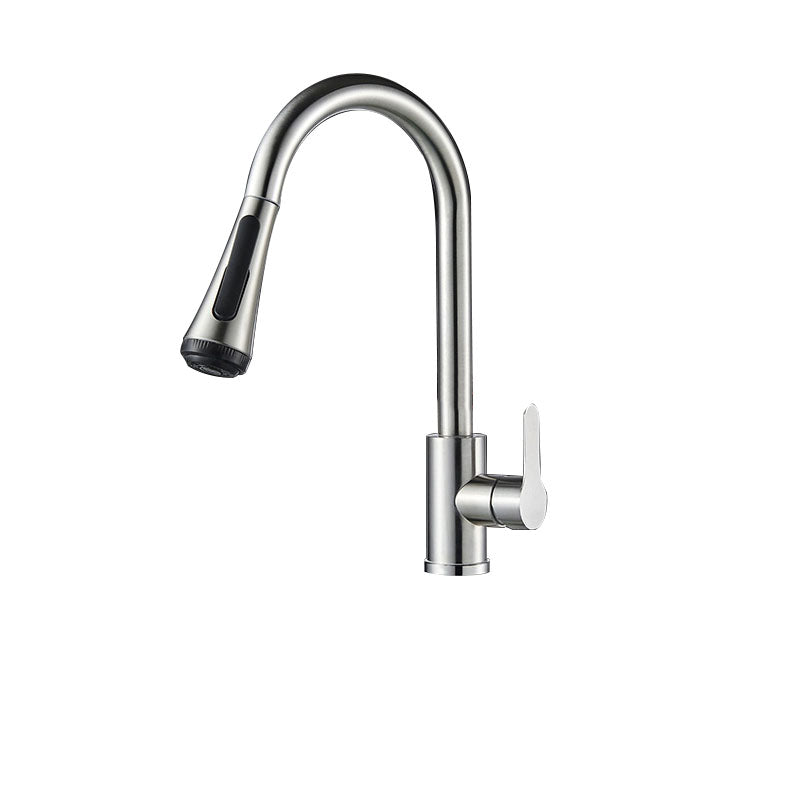 Contemporary Gooseneck Faucet One Handle Kitchen Faucet High Arch Water Filler