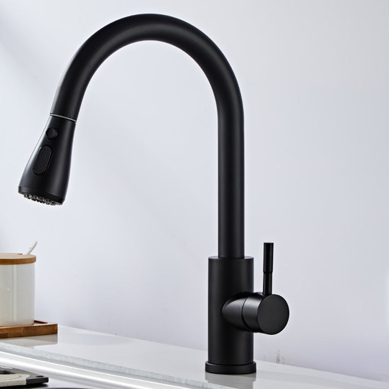 Modern Bridge Faucet Stainless Steel Pull down Sprayer with Supply Lines Kitchen Faucet