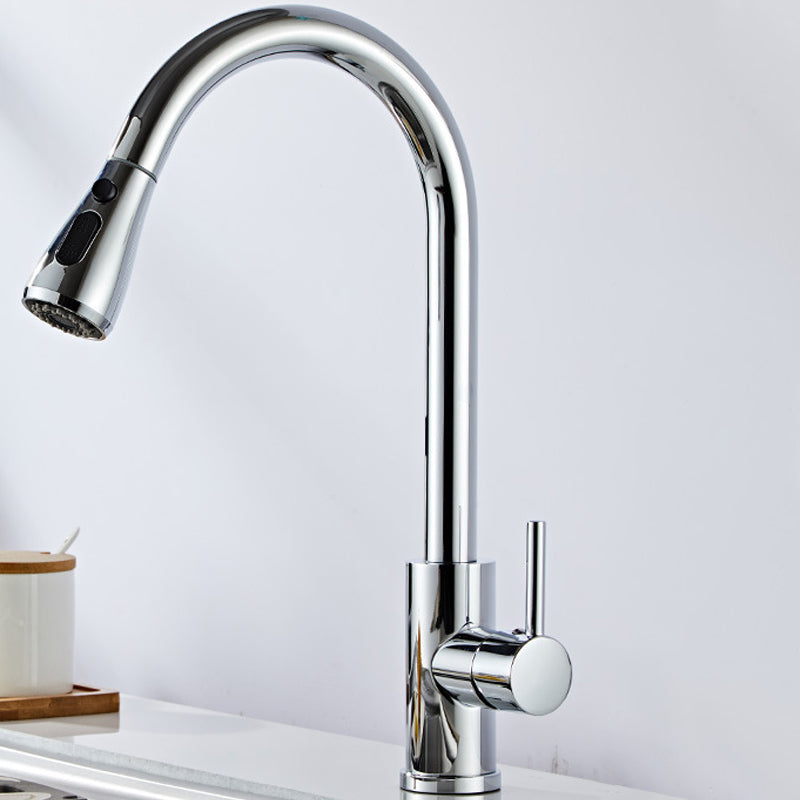 Modern Bridge Faucet Stainless Steel Pull down Sprayer with Supply Lines Kitchen Faucet