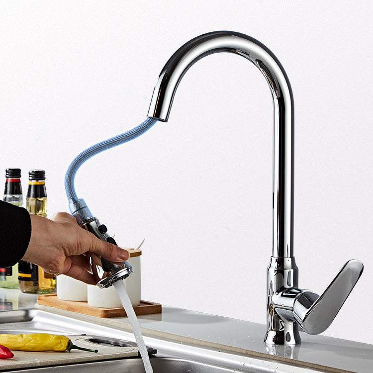 Modern Bridge Faucet Stainless Steel Pull down Sprayer with Supply Lines Kitchen Faucet