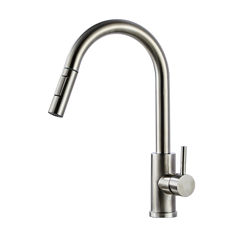 Modern Bridge Faucet Stainless Steel Pull down Sprayer with Supply Lines Kitchen Faucet