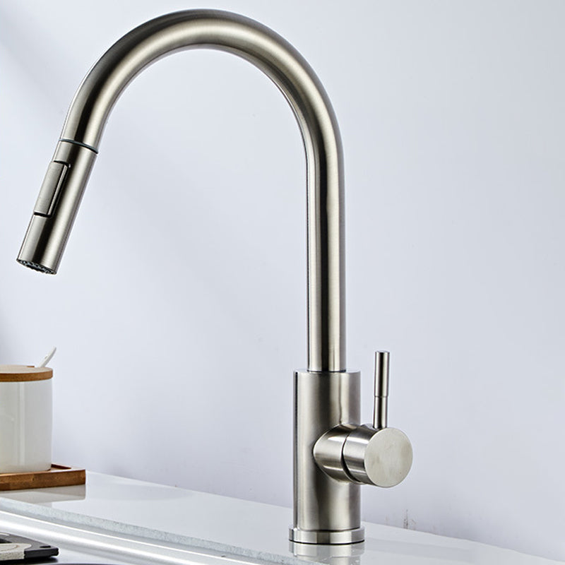 Modern Bridge Faucet Stainless Steel Pull down Sprayer with Supply Lines Kitchen Faucet