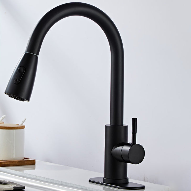 Modern Bridge Faucet Stainless Steel Pull down Sprayer with Supply Lines Kitchen Faucet