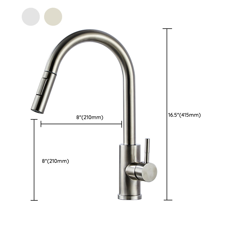 Modern Bridge Faucet Stainless Steel Pull down Sprayer with Supply Lines Kitchen Faucet