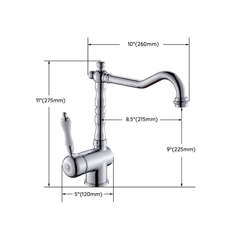 Traditional Kitchen Bar Faucet Gooseneck 1-Hole Kitchen Faucets