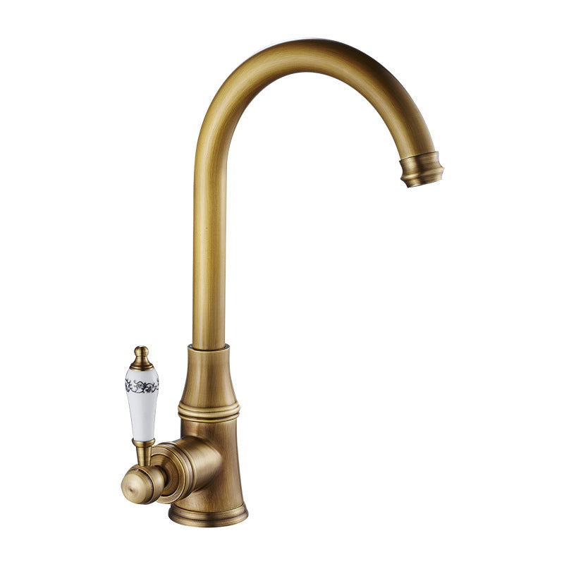 Traditional 1-Hole Kitchen Faucet Swivel Spout Gooseneck Standard Kitchen Faucets