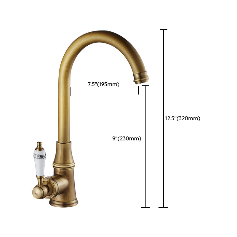 Traditional 1-Hole Kitchen Faucet Swivel Spout Gooseneck Standard Kitchen Faucets